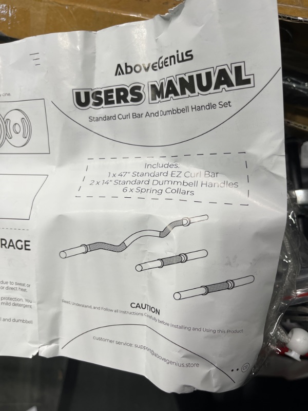 Photo 3 of AboveGenius Hollow 47" EZ Curl Barbell Bar and Dumbbell Handle Set for 1-inch Weight Plates, 6 Spring Collars Included
