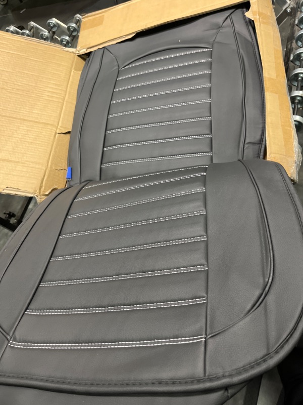 Photo 4 of Mohap Car Seat Covers Faux Leather Automotive Breathable and Waterproof for Cars SUV Pick-up Truck Sedan, Universal Anti-Slip Driver with Backrest (Front Pair, Black) Universal Black