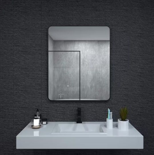 Photo 1 of 30 in. W x 36 in. H Rectangular Framed Wall Bathroom Vanity Mirror