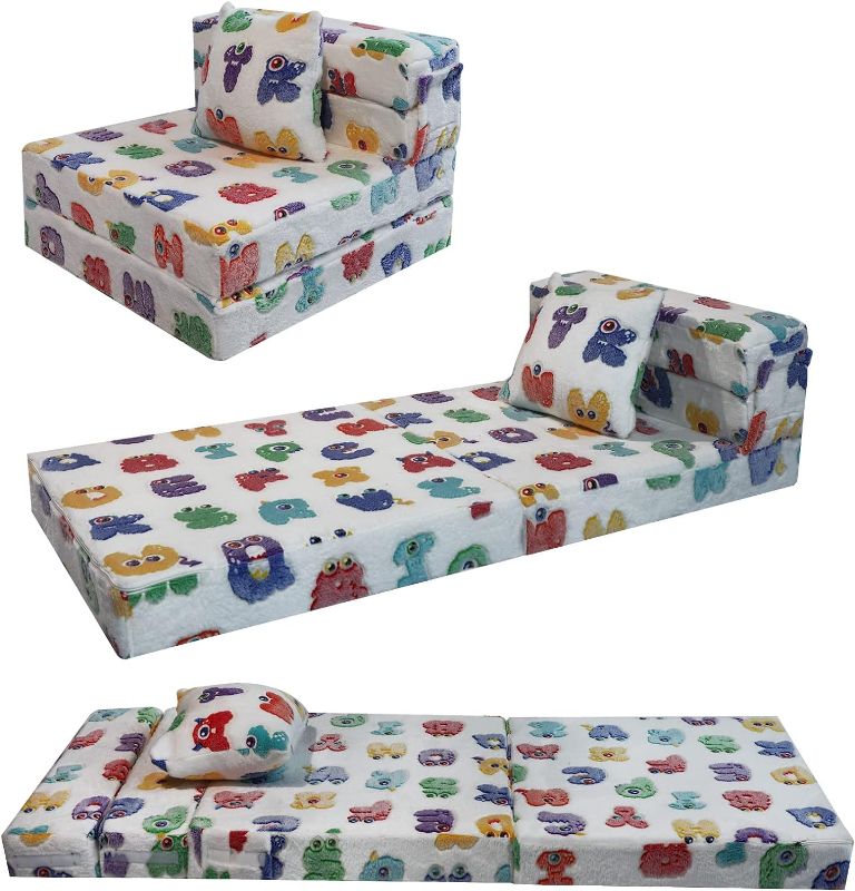 Photo 2 of MeMoreCool Folding Sofa Bed Floor Mattress for Kids, Glow Tri Folding Mattress Kid Fold Up Sofa Futo…