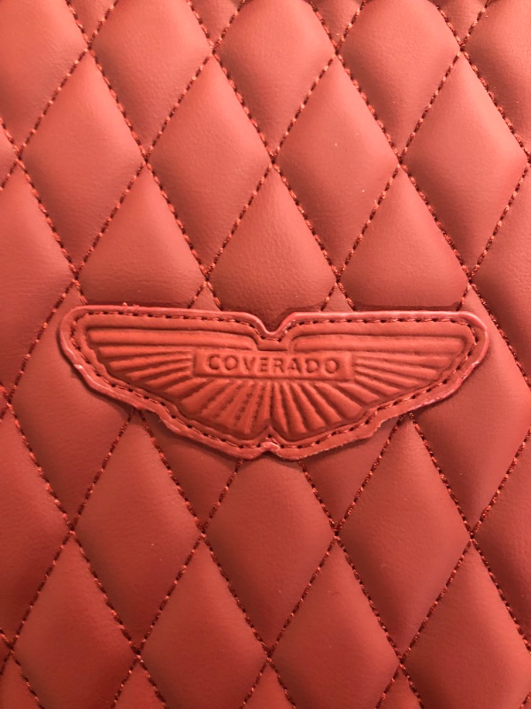 Photo 6 of Coverado Leather Seat Covers Full Set, 5 Seats Universal Seat Covers for Cars, Waterproof Luxury Leatherette Seat Cushions, Front and Rear Seat Protectors, Auto Seat Covers Fit for Most Vehicles Red