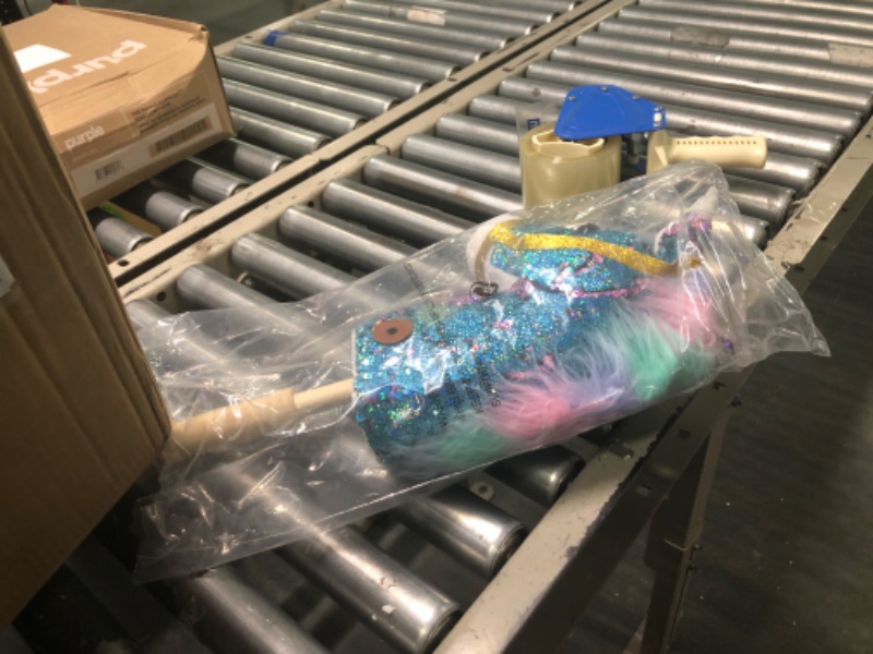 Photo 1 of HollyHOME Sequin Unicorn Stick Horse with Wood Wheels Real Pony Neighing and Galloping Sounds Plush Unicorn Toy Pink 36 Inches(AA Batteries Required)
