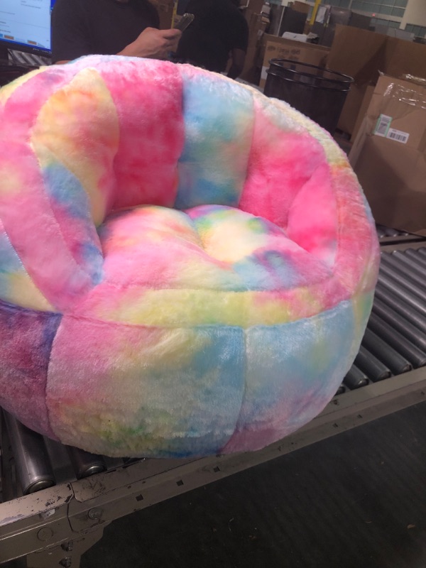 Photo 1 of Heritage Kids Sorbet Dreams Rainbow Fur Kids Bean Bag Chair, Multicolor Sorbet Rainbow