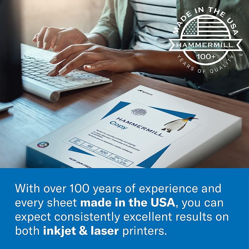 Photo 1 of Hammermill Colored Paper, 20 lb BLUE Printer Paper, 3 Hole - 1 Ream (500 Sheets) - Made in the USA, 102962R