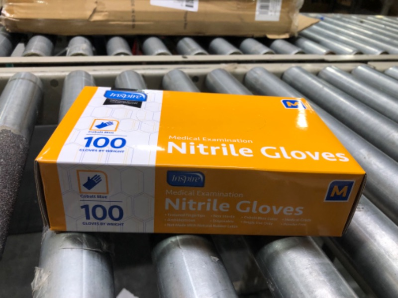 Photo 3 of Inspire Nitrile Gloves | THE ORIGINAL Quality Stretch Nitrile Exam Cobalt Blue | 4.5 Gloves Medium Box of 100