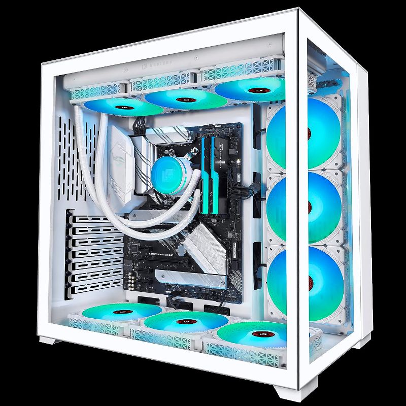 Photo 1 of KEDIERS PC Case 9 Cases Fans,ARGB Mid Tower ATX Gaming Computer Case with 2*Tempered Glass,Type-C, USB3.0 * 2,White,c590
138
