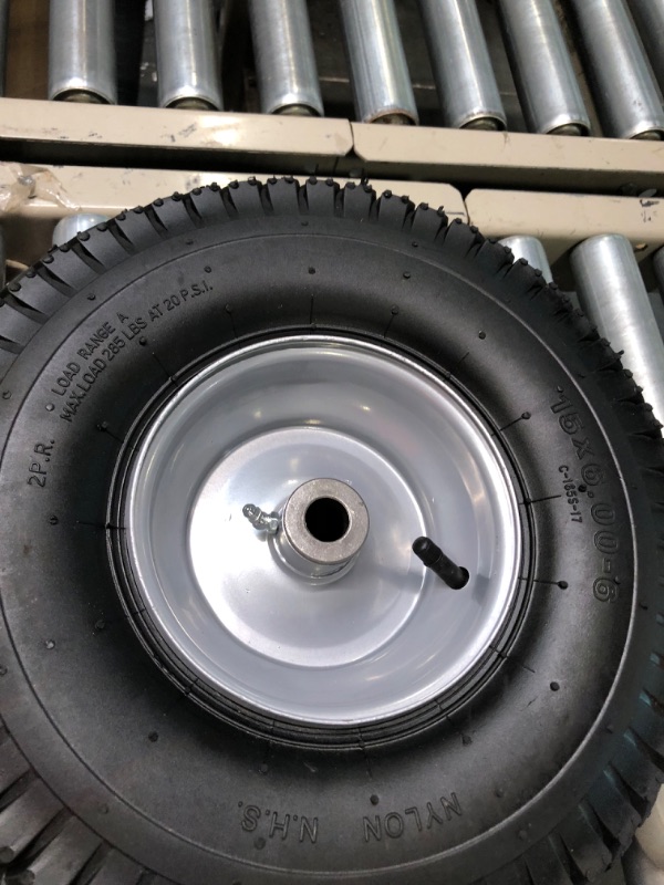Photo 5 of 2 Pack) 15 x 6.00-6 Tire and Wheel Set - for Lawn Tractors with 3” Centered Hub and 3/4" Sintered iron bushings