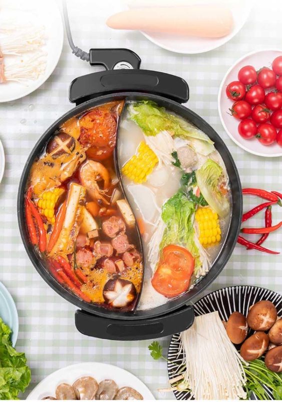 Photo 1 of  Electric Griddle Skillet Shabu Shabu Hot Pot Nonstick Cooking Frying Pan 2 Flavor Wok Fast Rapid Heat (Divided