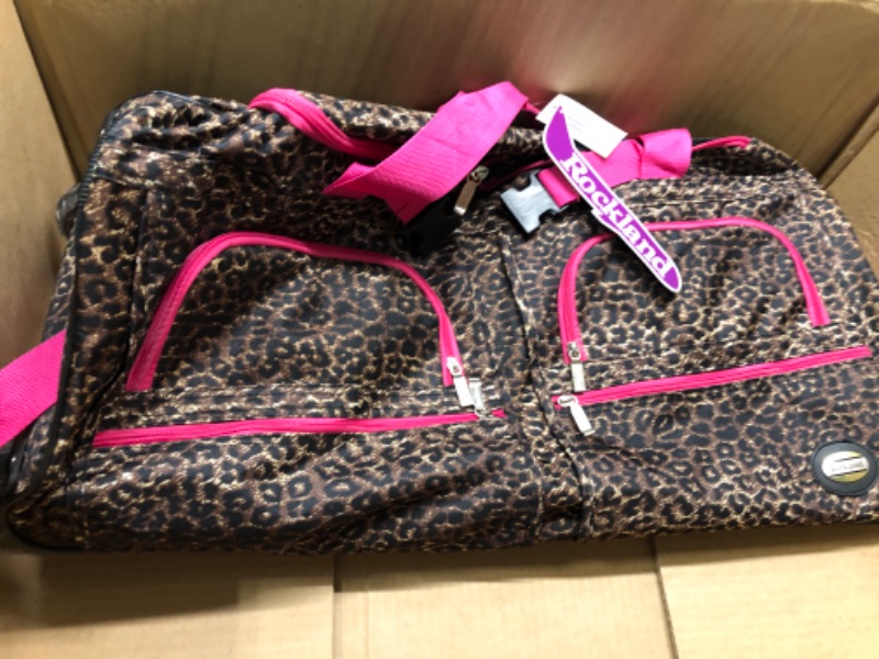 Photo 3 of Rockland Rolling Duffel Bag, Pink Leopard, 30-Inch 30-Inch Pink Leopard