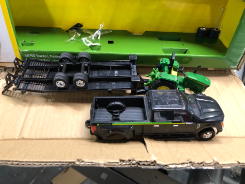 Photo 4 of ERTL 1:32 Scale Ford F350 Pickup and Tractor Set — Includes John Deere Tractor, Ford F350 Pickup and Gooseneck Trailer — 17.25 x 3.2 x 4.5 inches — Ages 3 Years and Up Tractor & Ford