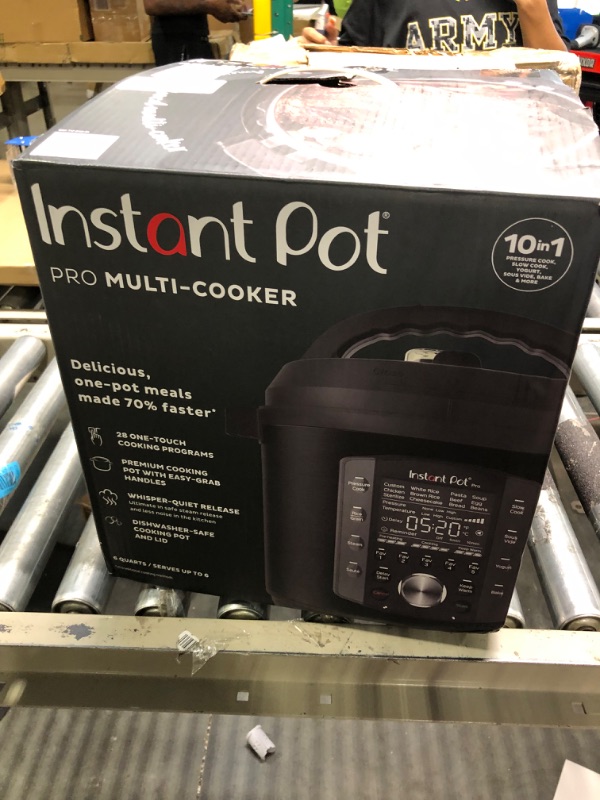 Photo 2 of Instant Pot Pro 10-in-1 Pressure Cooker, Slow Cooker, Rice/Grain Cooker, Steamer, Sauté, Sous Vide, Yogurt Maker, Sterilizer, and Warmer, Includes App With Over 800 Recipes, Black, 6 Quart 6QT Pro