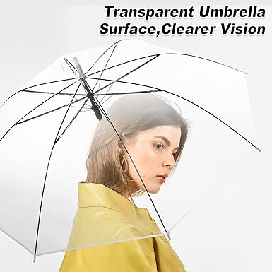 Photo 1 of 1 PACK Clear Wedding Umbrella Bulk Transparent Travel Umbrella Foldable Clear Umbrella Manual Open and Close Compact Folding Umbrella for Wedding Anniversary Christmas Party Favors