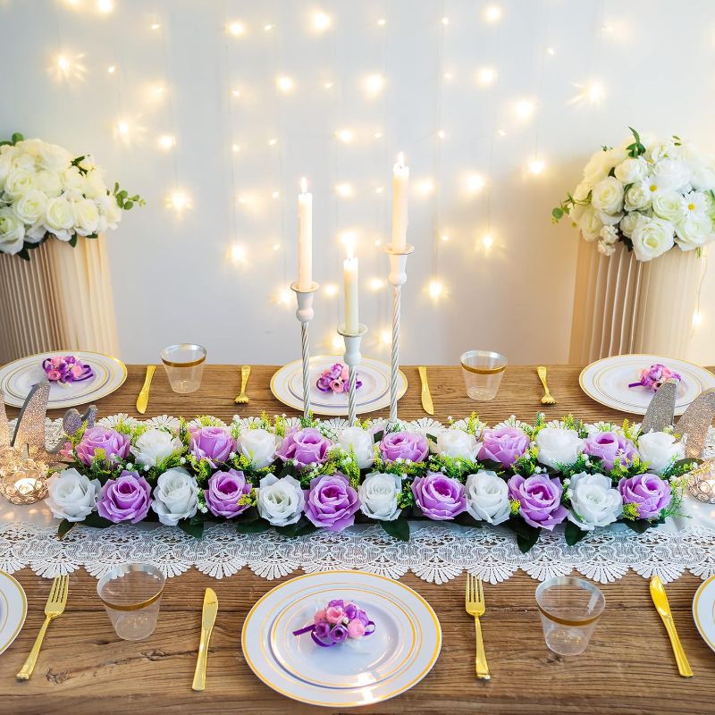 Photo 1 of 
BLOSMON Artificial Flowers Wedding Centerpieces Decorations Fake Flowers 2 Pcs Lilac & White Silk Floral Arrangement Dinning Table Runner Centerpiece,...