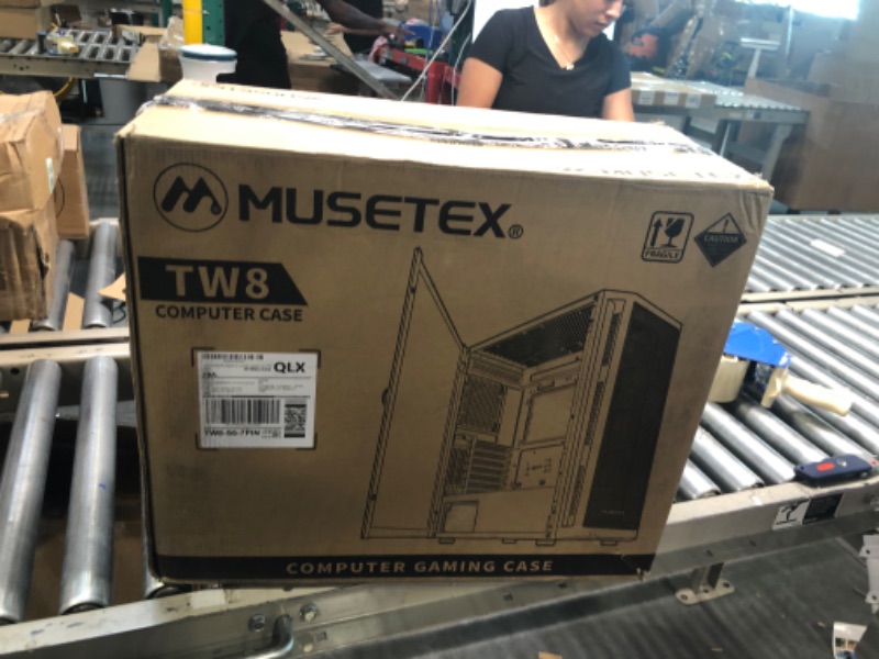 Photo 2 of MUSETEX ATX PC Case Pre-Install 6 PWM ARGB Fans, Mid Tower Gaming Case with Opening Tempered Glass Side Panel Door, Mesh Computer Case, TW8