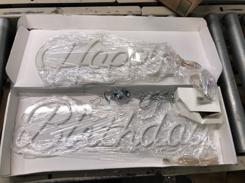 Photo 1 of Large Happy Birthday Neon Sign, Dimmable Happy Birthday Signs for Wall Decor Happy Birthday Light up Sign for All Birthday Party Decoration and Celebration Occasions, Cold White