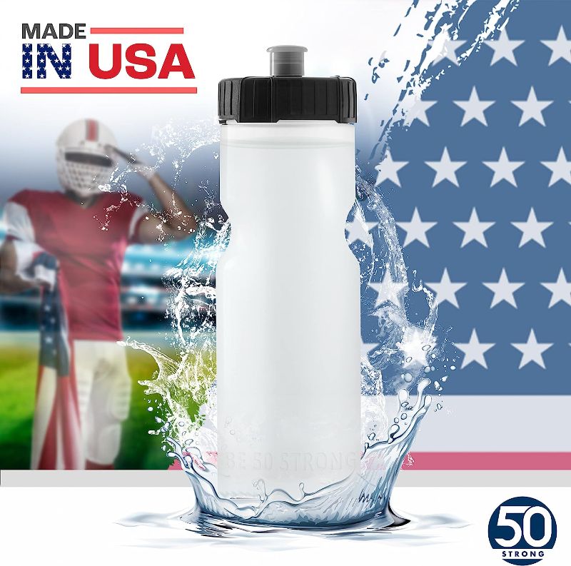 Photo 1 of 50 Strong Bulk Water Bottles | 6 Pack Sports Bottle 22 oz. BPA-Free Easy Open with Pull Top Cap Made in USA Reusable Plastic for Adults & Kids Rack Dishwasher Safe 