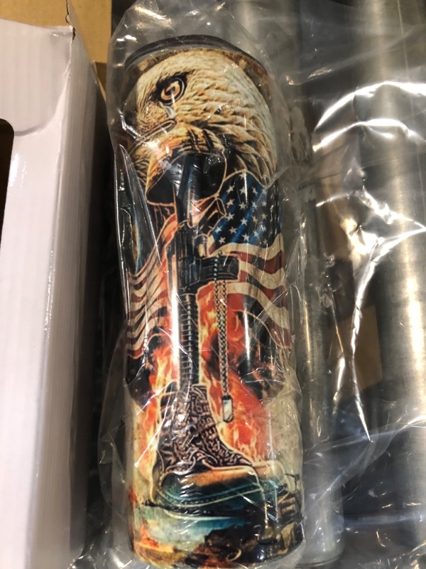 Photo 2 of 20 oz Skinny Tumbler USA Veteran + Eagle