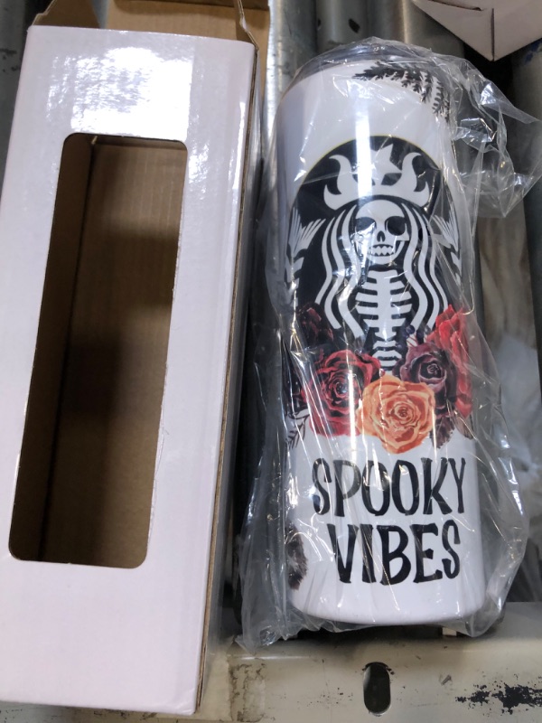 Photo 1 of 20 oz Skinny Tumbler Spooky Skull