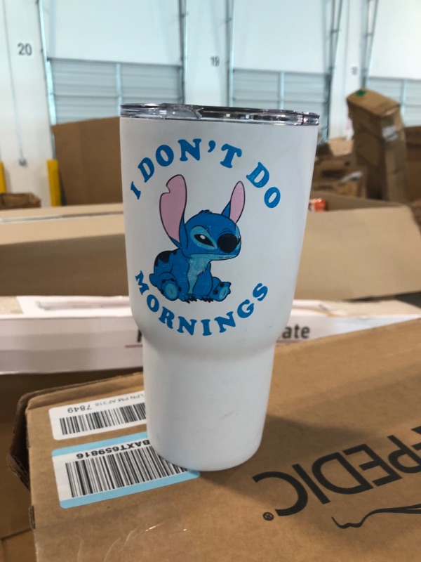 Photo 1 of Disney Stitch Mornings 27 oz Stainless Steel Insulated Travel Mug, 27 Ounce, Multicolored