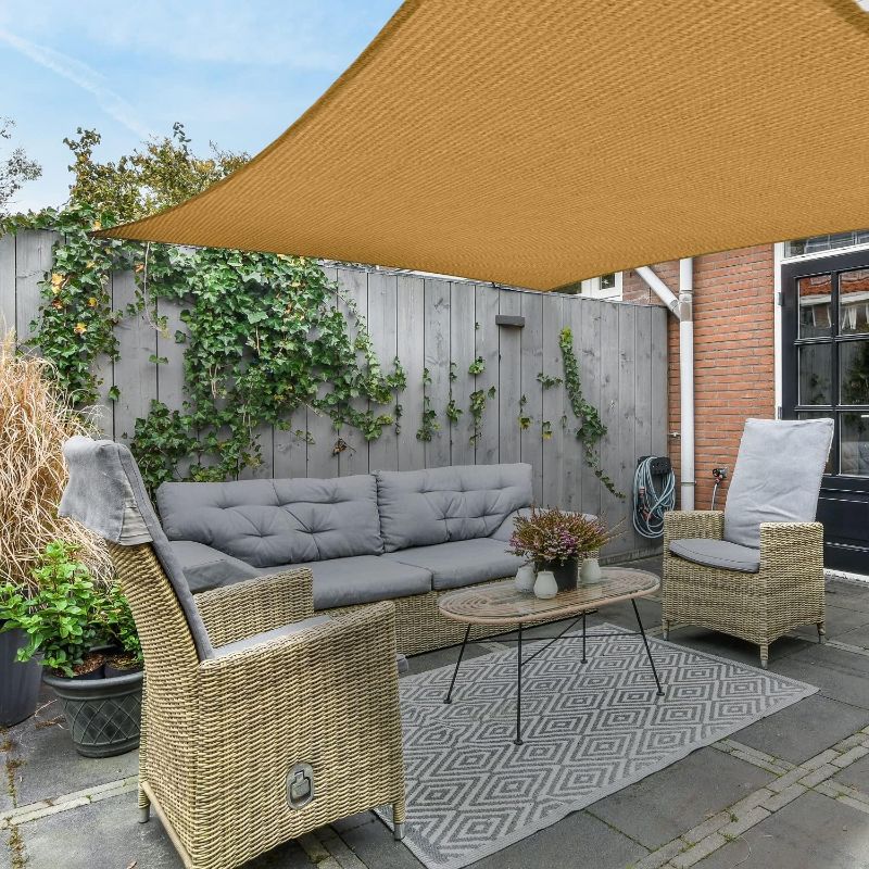 Photo 1 of AsterOutdoor Sun Shade Sail Rectangle 8' x 12' UV Block Canopy for Patio Backyard Lawn Garden Outdoor Activities, Sand