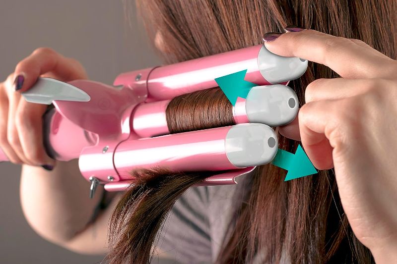 Photo 1 of Alure Three Barrel Hair Waver/Crimper with LCD Temperature Display - 1 Inch Ceramic Tourmaline Triple Barrels, Dual Voltage Crimp Iron