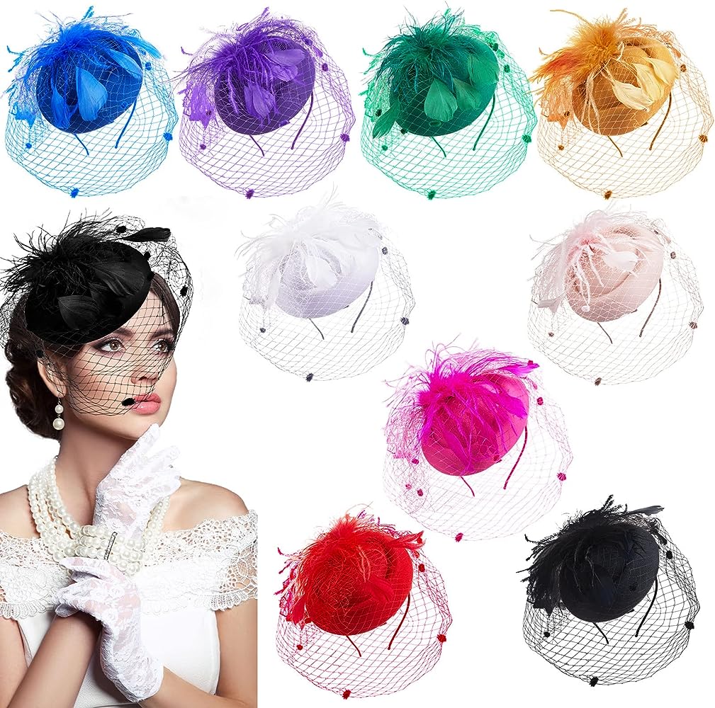 Photo 1 of 9 Pcs Fascinator Hats for Women Tea Party Hats 20s 50s Cocktail