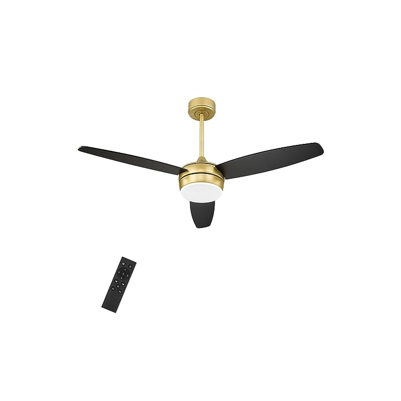 Photo 1 of 
YOUKAIN Modern Ceiling Fan, 52 Inch Gold Ceiling Fan with Light and Remote Control, LED Ceiling Fan with 3 Matte Black Blades for Living Room, Bedroom, Bathroom, 52-YJ273-BK