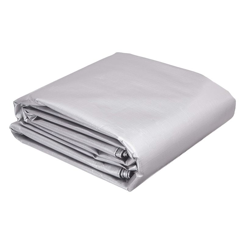 Photo 1 of AmazonCommercial Multi Purpose Waterproof Poly Tarp Cover, 12 X 25 FT, 16MIL Thick, Silver/Black, 1-Pack