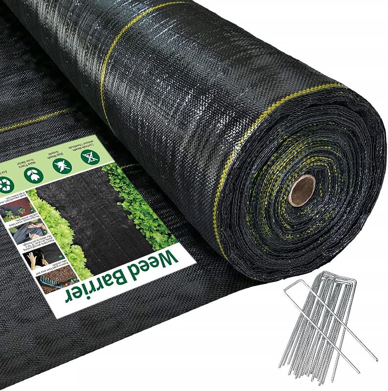 Photo 1 of 3ft x100ft Black Weed Barrier Landscape Premium Fabric-Heavy Duty Woven Ground Cloth with Superior Permeability Weed Control Convenient Design