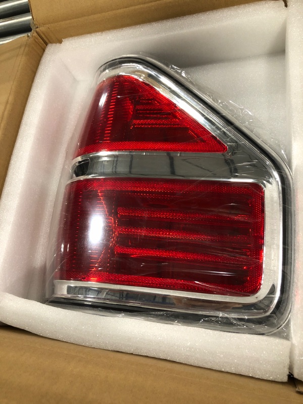 Photo 3 of GORWARE Tail Light Assembly Pair of LH & RH Taillight Compatible with 2009-2014 Ford F-150 Pickup Truck Tail Light Rear Brake Lamp Left & Right Side Chrome Trim Red Lens Housing Chrome Pair