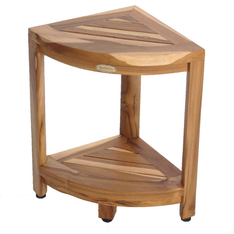 Photo 1 of 12 SnazzyCorner ED980 Wide Teak Shower Bench with Shelf - EcoDecors