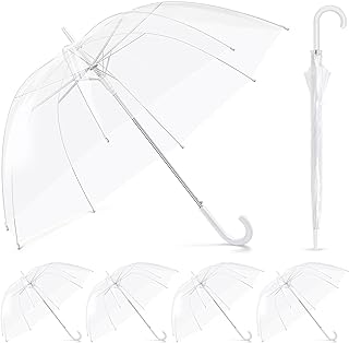 Photo 1 of 
Fabbay 6 Pcs Umbrella Wedding Style Stick Umbrellas Large Windproof Bubble Umbrellas Rain Umbrellas with J Hook Handle for Bride Groom Gift