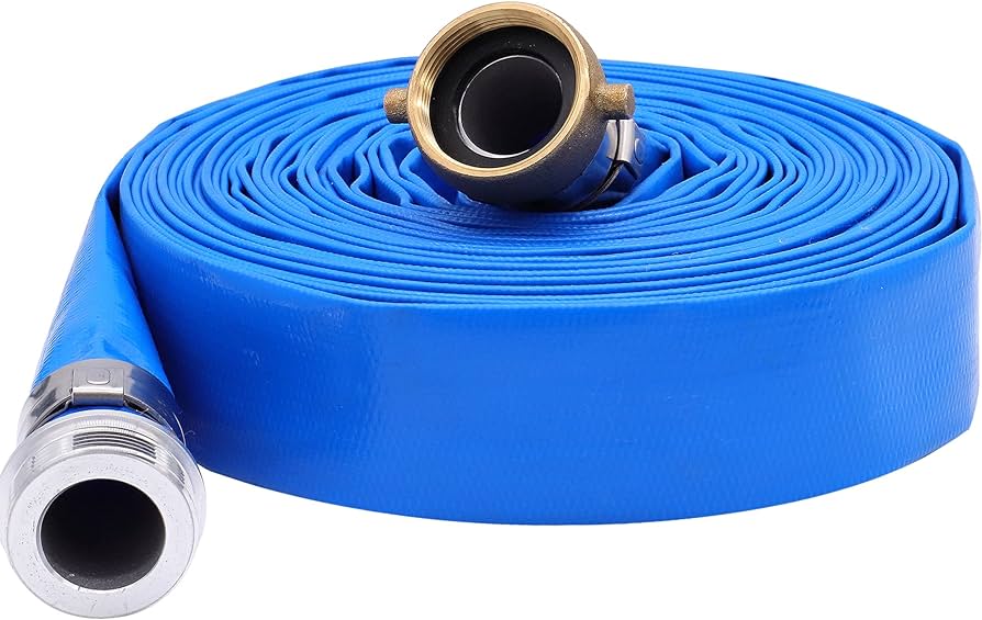 Photo 1 of 1.5" x 100? PVC Lay Flat Water Pump Discharge Hose With Aluminum Pin Lug Fittings, Heavy Duty Reinforced Pool Backwash Hose Assembly