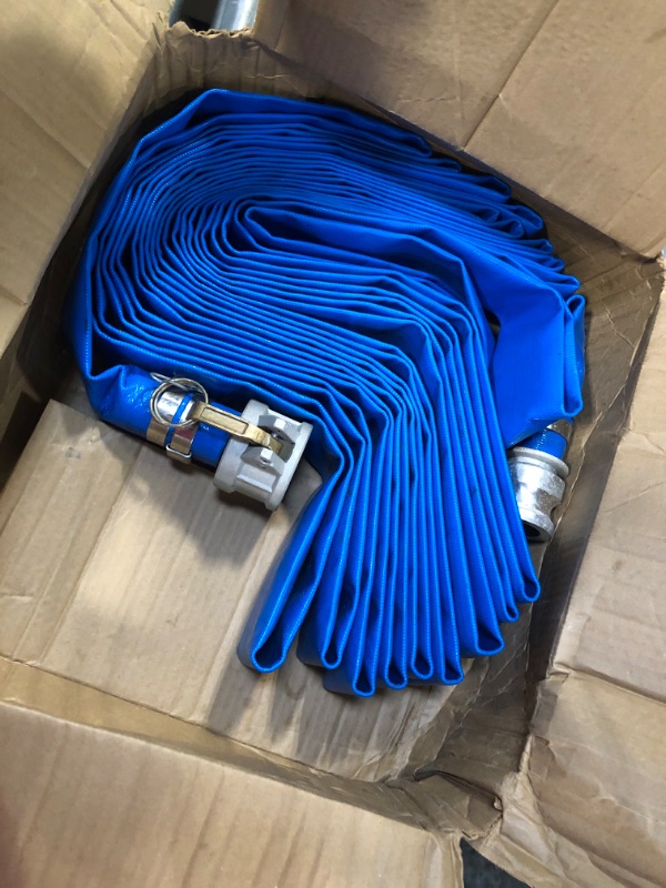 Photo 3 of 1.5" x 100? PVC Lay Flat Water Pump Discharge Hose With Aluminum Pin Lug Fittings, Heavy Duty Reinforced Pool Backwash Hose Assembly