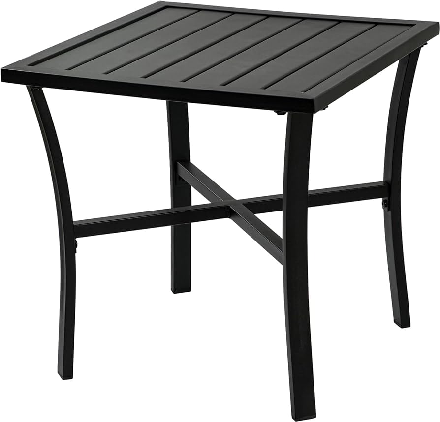 Photo 1 of ZOTORUN Outdoor Steel Side Table End Table for Patio, Backyard, Pool, Indoor Companion, Easy Maintenance and Weather Resistant, Black