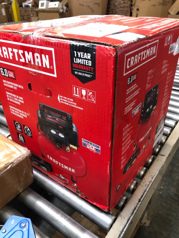 Photo 2 of CRAFTSMAN Air Compressor, 6 Gallon, Pancake, Oil-Free with 13 Piece Accessory Kit (CMEC6150K)