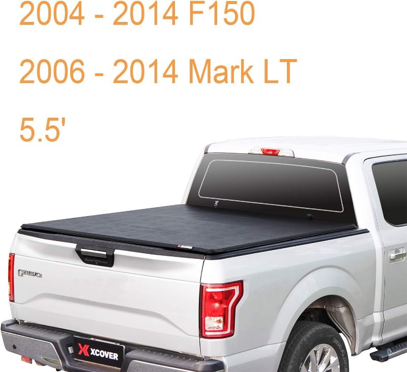 Photo 1 of Xcover Soft Locking Roll Up Truck Bed Tonneau Cover, Compatible with 2004-2014 Ford F150, 2006-2014 Lincoln Mark LT Pickup 5.5 Ft Styleside Bed