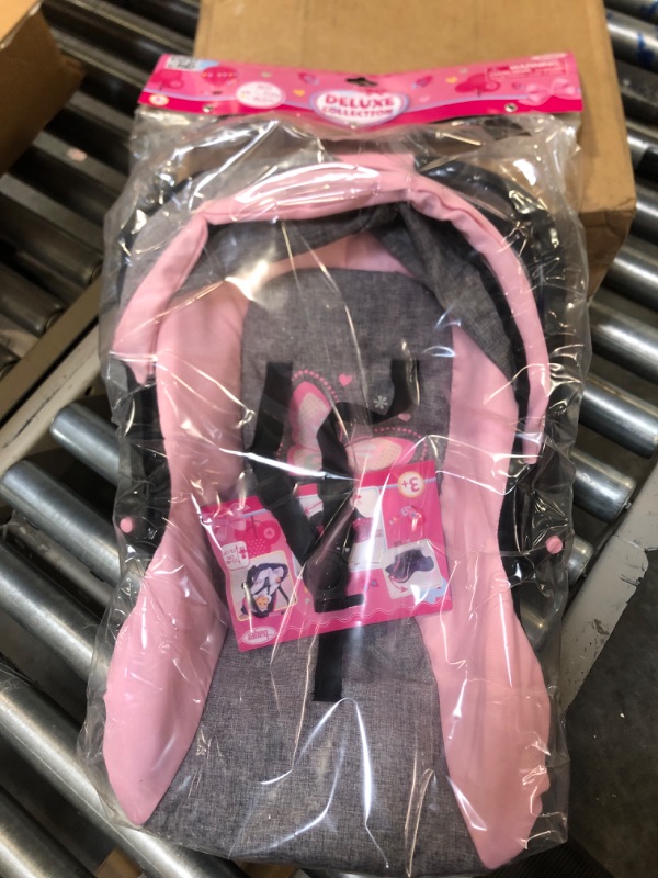 Photo 3 of Bayer Design 67933AA Toy, Car Seat Easy Go for Neo Vario Pram with Cover, Doll Accessories, Pink, Grey with Butterfly,Grey/pink