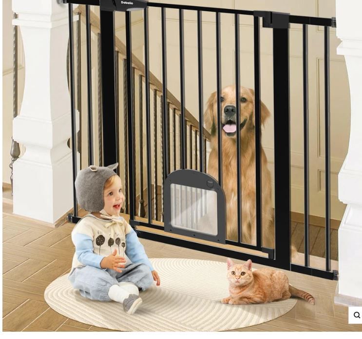 Photo 1 of Babelio 36" Tall Upgraded Baby Gate with Cat Door - Auto Close and Durable, Fits 29-43" Stairs, Doorways, and House