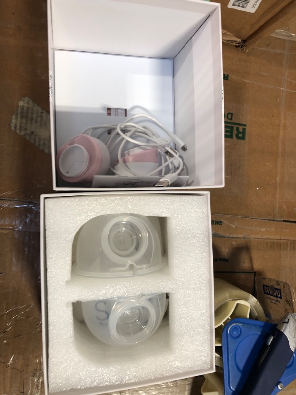 Photo 3 of Breast Pump,Double Wearable Breast Pump,Electric Hands Free Breast Pumps with 2 Modes,9 Levels,LCD Display,Memory Function Rechargeable Double Milk Extractor with Massage and Pumping Mode-24mm Flange 24MM Pink