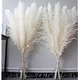 Photo 1 of 10 Stems 46" inch White Pampas Grass Decor Tall, Large Pompas Grass, Boho Neutral Home Decor Bouquet, Fluffy Pampass Grass for Floor Vase Wedding Floral Arrangements Wall Farmhouse Table Decor 10PCS White