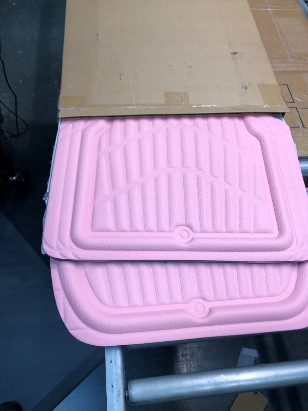 Photo 3 of CASS Pass Leather Car Floor Mats -3D Waterproof All Weather, Universal Trim to Fit & Anti-Slip Burr Bottom Safety & Light Easy Clean Install for SUV Truck Auto (Pink) 4 Piece Sedan Van