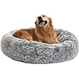 Photo 1 of Bedfolks Calming Donut Dog Bed, 36 Inches Round Fluffy Dog Beds for Large Dogs, Anti-Anxiety Plush Dog Bed, Machine Washable Pet Bed (Dark Grey, Large) Large(D36") Dark Grey