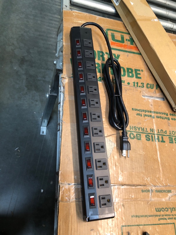 Photo 1 of 10 Ft Surge Protector Power Strip with USB, 6 Outlets and 4 USB Ports, AUOPLUS Wall Mountable Power Strips Flat Plug, Long Extension Cord for Computer iPhone Home Office Dorm, ETL Listed 10ft Black
