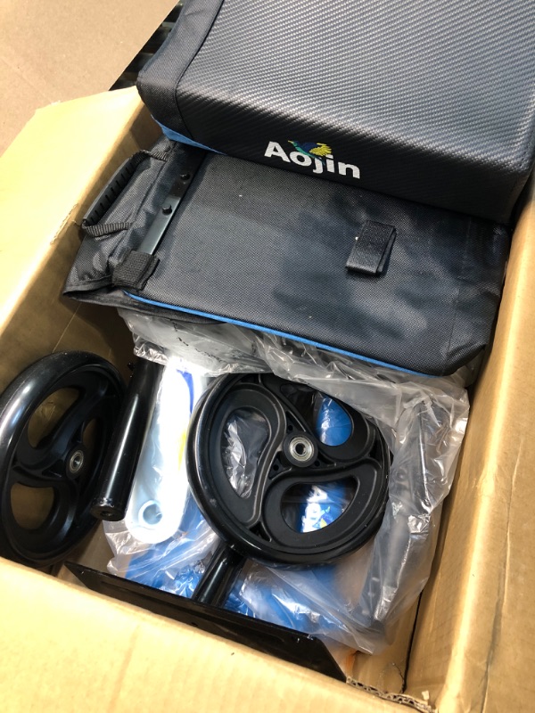 Photo 1 of Aojin Steerable Knee Walker Deluxe Medical Scooter for Foot Injuries Compact Crutches, 2022 Upgraded Model (Blue Plus) Blue/Black