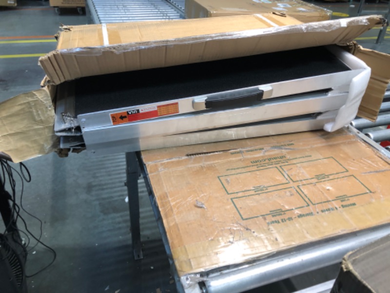 Photo 1 of 7FT Wheelchair Ramp, Portable Wheelchair Ramp for Home, Aluminum Wheelchair Ramp for Steps, Non-Skid Threshold Ramp for Doorways, Curbs, Foldable Mobility Scooter Ramp