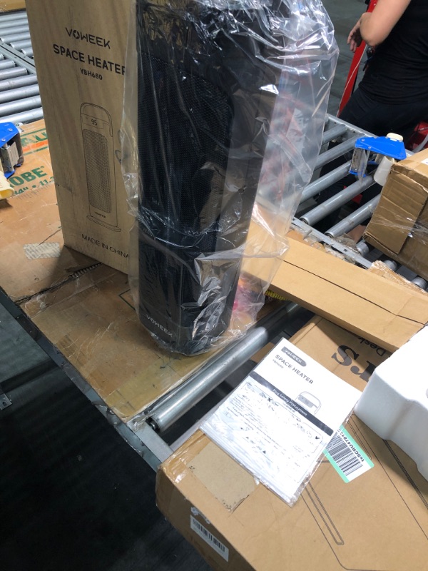 Photo 1 of 24" Space Heater, Voweek 1500W PTC Fast Heating Ceramic Heater for Office, Large Room, Indoor Use, Bedroom, Electric Heater with Thermostat, Remote, 3 Modes, ETL Certified, 12H Timer, 90° Oscillating Black