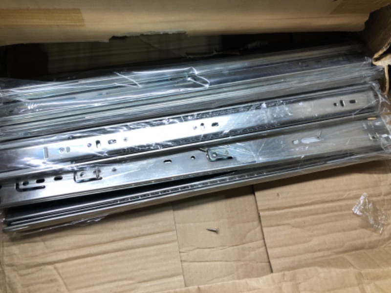 Photo 3 of 6 Pair of 20 Inch Soft Close Full Extension Side Mount Ball Bearing Sliding Drawer Slides 20 Inch-6 Pairs Zinc Plated