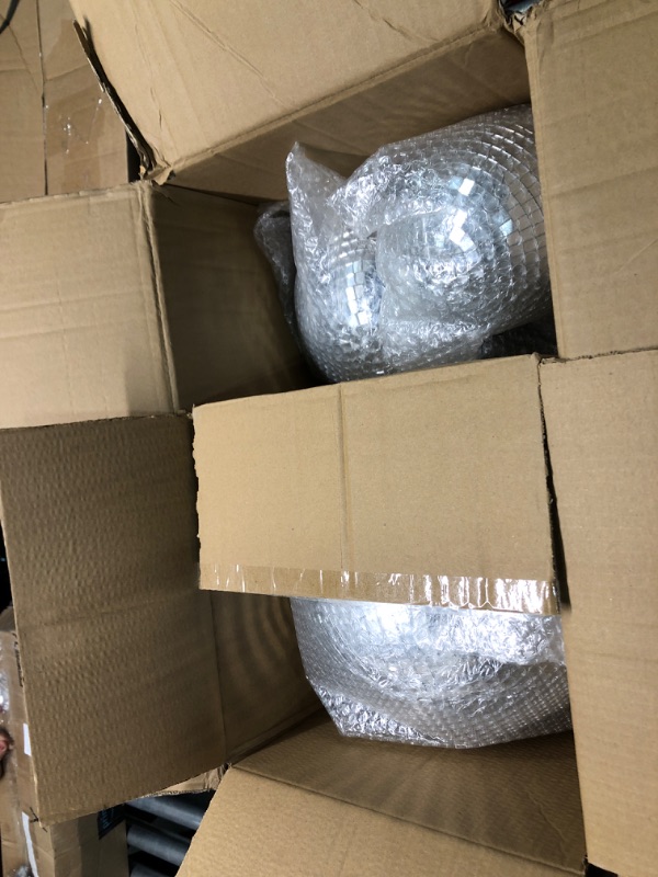 Photo 3 of 4 pack Large Disco Ball Silver Hanging Disco Balls Reflective Mirror Ball Ornament for Party Holiday Wedding Dance and Music Festivals Decor Club Stage Props (12 Inch, 8 Inch, 6 Inch, 4 Inch)