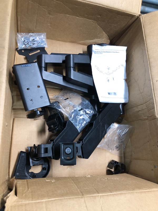 Photo 1 of  Triple Monitor Desk Mount - Articulating Gas Spring Monitor Arm, Removable VESA Mount Desk Stand with Clamp and Grommet Base - Fits 13 to 27 Inch LCD Computer Monitors, VESA 75x75, 100x100